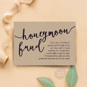 Honeymoon Fund Cash Wish, ein Hinweis auf Geschenk Begleitkarte