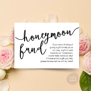 Honeymoon Fund Cash Wish, ein Hinweis auf Geschenk Begleitkarte