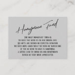 Honeymoon Fund Modern Handwriting Light Gray Begleitkarte<br><div class="desc">Diese einfachen, unverwechselbaren Karteneinsätze wurden so konzipiert, dass sie anderen Elementen in einer wachsenden Veranstaltungspalette entsprechen, die über einen modernen lässigen Schriftart mit einem schlichten Hintergrund verfügt, in dem Sie alle gewünschten Farben einstellen können. Auf der Vorderseite lesen Sie "Honeymoon Fund" in der vorgestellten Schrift. auf der Rückseite habe ich...</div>