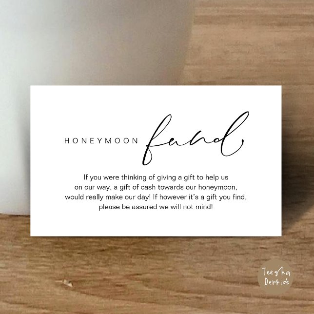 Honeymoon Fund, Moderne romantische Hochzeit Begleitkarte (Honeymoon Fund, Modern Romantic Wedding Wish Enclosure Card, White Black)