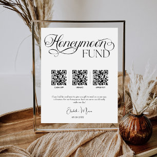 Honeymoon Fund Modernes Cash QR Code Hochzeit Sockelschild