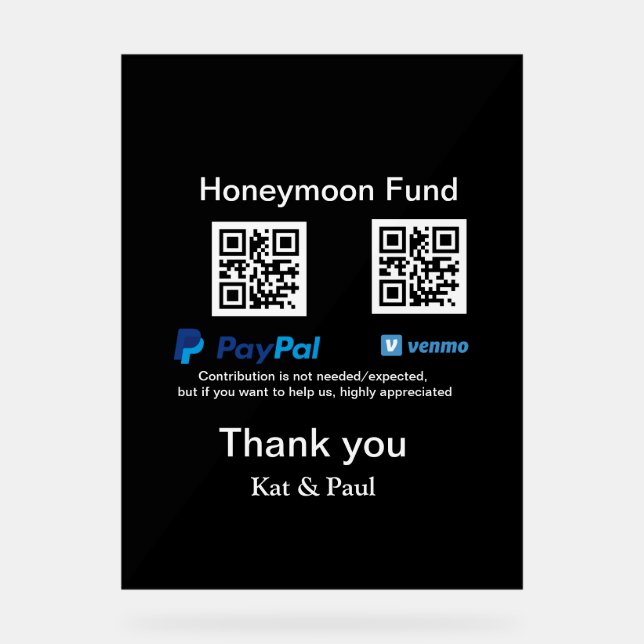 Honeymoon Fund PayPal Venmo QR code Merci (Recto)