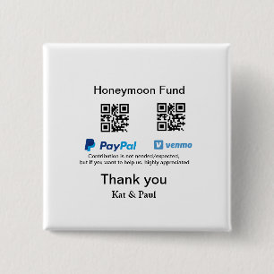 Honeymoon Fund PayPal Venmo QR Code Vielen Dank Button