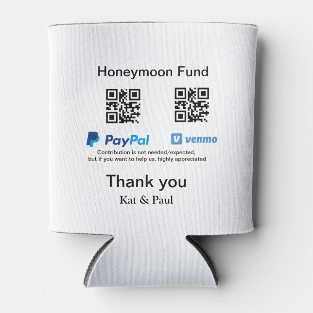 Honeymoon Fund PayPal Venmo QR Code Vielen Dank Dosenkühler (Vorderseite)
