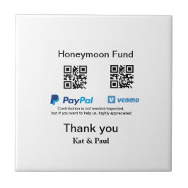 Honeymoon Fund PayPal Venmo QR Code Vielen Dank Fliese