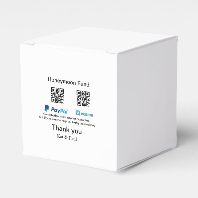 Honeymoon Fund PayPal Venmo QR Code Vielen Dank Geschenkschachtel (Vorderseite)