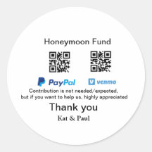 Honeymoon Fund PayPal Venmo QR Code Vielen Dank