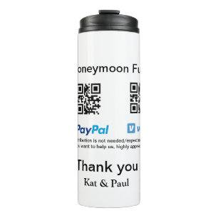 Honeymoon Fund PayPal Venmo QR Code Vielen Dank Thermosbecher