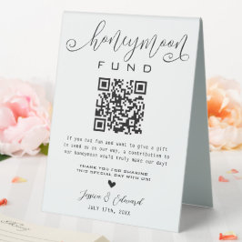 Honeymoon Fund Qr Code Black Chic Modern Minimal Tischaufsteller