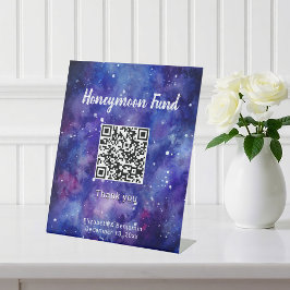 Honeymoon Fund QR Code Galaxy Starry Night Wedding Sockelschild