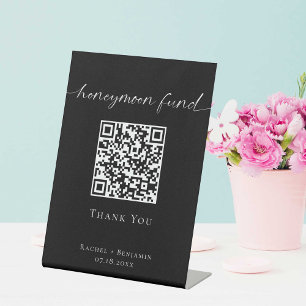 Honeymoon Fund QR Code Minimalit Wedding Modern Sockelschild