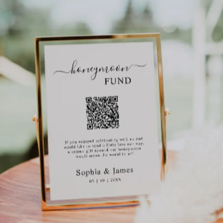Honeymoon Fund QR-Code Schild Druckbar,