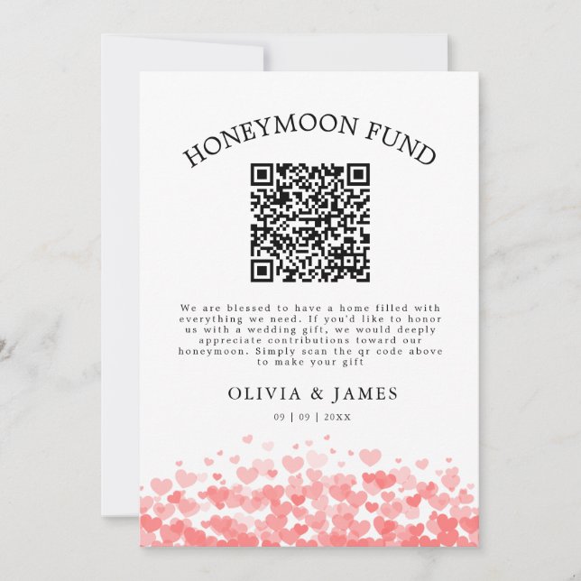Honeymoon Fund QR Code Sign, Wedding Honeymoon Einladung (Vorderseite)