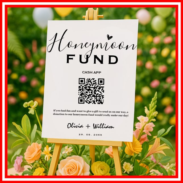 Honeymoon Fund QR Moderne Honeymoon Wish Wedding Poster (Von Creator hochgeladen)