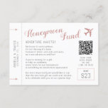 Honeymoon Fund Registry Wish Request Begleitkarte<br><div class="desc">Einzigartige und kreative Honeymoon Fund Registry Wish Request Card mit Custom QR Code, die wie ein Retro Boarding Pass Flugzeug Ticket aussieht und ein vorgefertigtes Flitterwochengedicht für das Ehepaar beinhaltet, das Abenteuer und Spaß sucht, anstatt Töpfe, Pfannen und Blätter für das Haus. In Rose goldfarben rot mit Vintagen Flugticketdetails wie...</div>