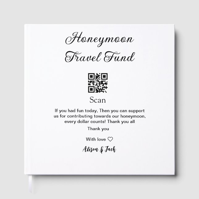Honeymoon Fund Scan QR Codeadname Gästebuch (Vorderseite)