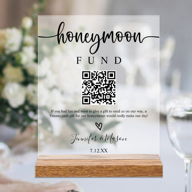 Honeymoon Fund Sign, QR Code Honeymoon Wish Acrylschild (Von Creator hochgeladen)