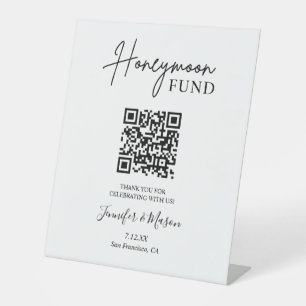 Honeymoon Fund Sign, QR Code Honeymoon Wish Sockelschild