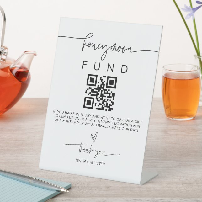 Honeymoon Fund Sign Wedding Reception Geschenk G40 Sockelschild (In Situ)