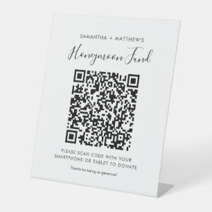 Honeymoon Fund Simple QR Code Newlyweds Sockelschild