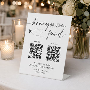 Honeymoon Fund unterzeichnen QR-Code - Hochzeitsze Sockelschild
