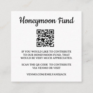 Honeymoon Fund Venmo QR Code Wedding Begleitkarte