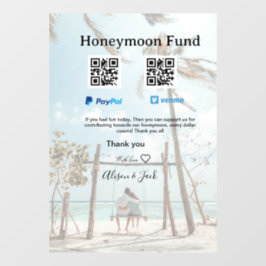 Honeymoon fund venomo paypal donation Q R couple Fensteraufkleber