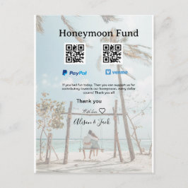Honeymoon fund venomo paypal donation Q R couple Postkarte