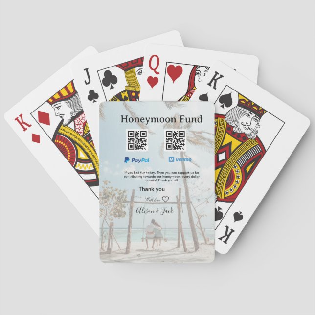 Honeymoon fund venomo paypal donation Q R couple Spielkarten (Rückseite)
