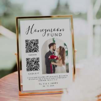Honeymoon Fund Wedding Sign QR Code Venmo & Cash Einladung