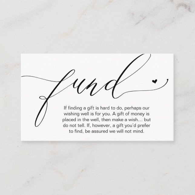 Honeymoon Fund Wishing Well, Wish, A Note On Gifts Begleitkarte (Vorderseite)