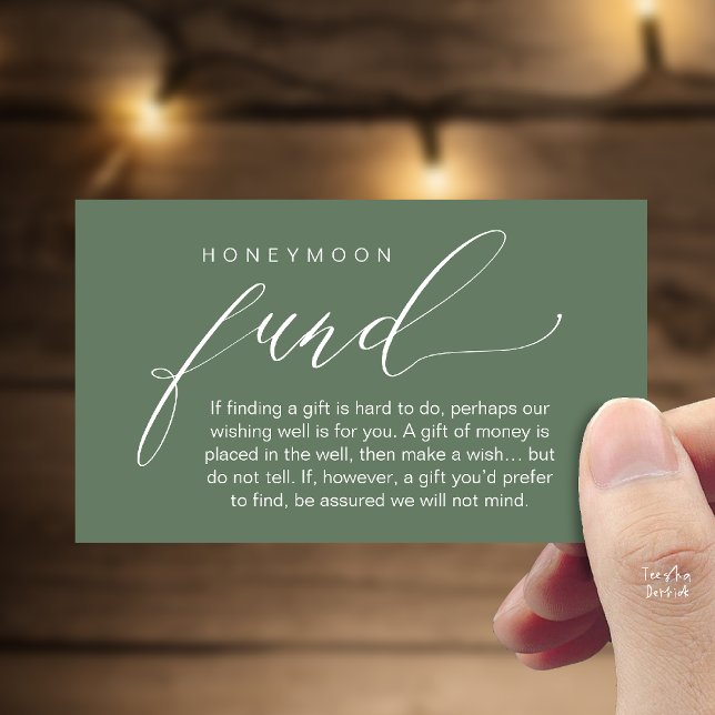 Honeymoon Fund Wishing Well, Wish, A Note On Gifts Begleitkarte (Honeymoon Fund Wishing Well, Wish, A Note On Gifts Enclosure Card in Sage Green)