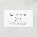 Honeymoon-Hochzeitsfonds, Minimal, Black Schriftar Begleitkarte<br><div class="desc">Das ist die Wedding Honeymoon FONDS Enclosure Card,  in modernem minimalsauberem Design Thema,  in schwarzem Schriftart. Sie können die Farben des Schriftartes ändern und Ihre Hochzeitsdetails in den entsprechenden Schriftart / Schrift hinzufügen.#TeeshaDerrick</div>