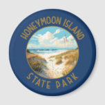 Honeymoon Island Staat Park Retro Not leidend Magnet<br><div class="desc">Honeymoon Island Staat Park Vektorgrafik Design. Teil einer Reihe von Barriereinseln,  die im Golf von Mexiko vor der Westküste von Florida sprudeln.</div>