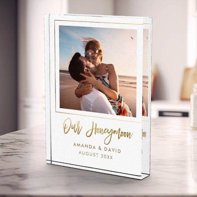 Honeymoon Keepake Newlyweds Bride Gift Erinnerunge Fotoblock (Our honeymoon keepsake photo block—newlyweds' delight and the perfect bride gift. )