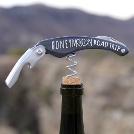 Honeymoon Road Trip Heart Monogram Black Kellnermesser
