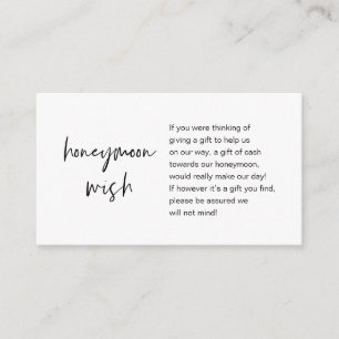 Honeymoon Wish and Fund, Modern Script Begleitkarte