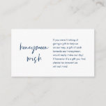 Honeymoon Wish and Fund, Modern Script Encryption  Begleitkarte<br><div class="desc">Das ist die moderne Navy Blue lässige Eleganz-Tinte,  Script Minimalismus,  Schrift-Schriftart,  Wedding Enclosure Card. Sie können die Schriftart-Farben ändern und Ihre Hochzeitsdetails in den entsprechenden Schriftart / Buchstaben hinzufügen. #TeeshaDerrick</div>