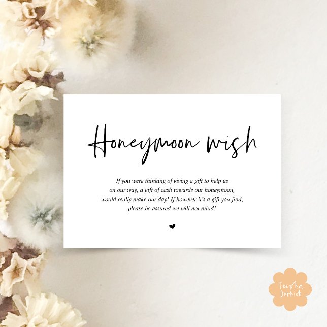 Honeymoon Wish Fund Cash Begleitkarte (Wedding Honeymoon Wish Fund Cash Enclosure Card in Black and White)