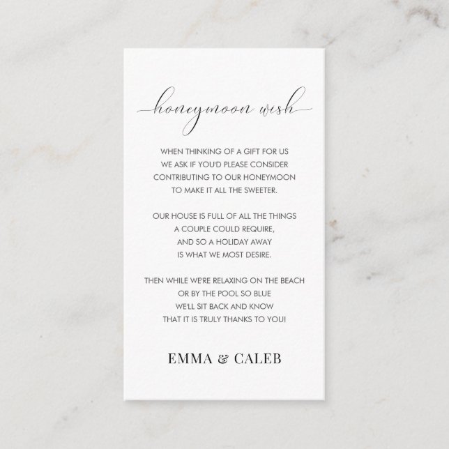 Honeymoon Wish Fund Enclosure Card Begleitkarte (Vorderseite)