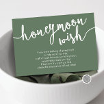 Honeymoon Wish Fund, Sage Green Begleitkarte<br><div class="desc">Flitterwochen wünschen Hochzeitskarte. Sie können die Farben des Schriftartes ändern (Sage Green) und Ihre Wünsche für Hochzeitsfeiertage oder die Flitterwochenfondsdetails hinzufügen. #TeeshaDerrick</div>