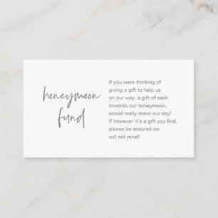 Honeymoon Wish or Fund, Dunkelgrau Begleitkarte