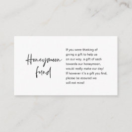 Honeymoon Wish or Fund, Modern Script Begleitkarte