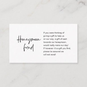 Honeymoon Wish or Fund, Modern Script Begleitkarte