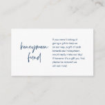 Honeymoon Wish or Fund, Modern Script Begleitkarte<br><div class="desc">Das ist die moderne Navy Blue lässige Eleganz-Tinte,  Script Minimalismus,  Schrift-Schriftart,  Wedding Enclosure Card. Sie können die Schriftart-Farben ändern und Ihre Hochzeitsdetails in den entsprechenden Schriftart / Buchstaben hinzufügen. #TeeshaDerrick</div>