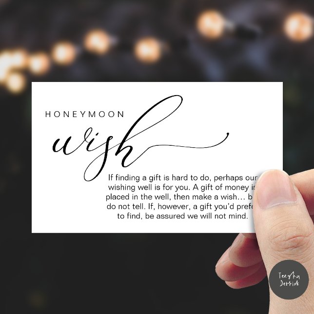 Honeymoon Wish Wishing Well, Fund, A Note On Gifts Begleitkarte (Honeymoon Fund Wishing Well, Wish, A Note On Gifts Enclosure Card in Black White)