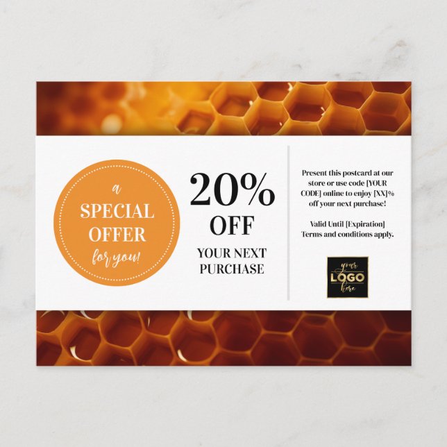 Honeypeb Honey Coupon personnalisé rabais Carte po (Devant)
