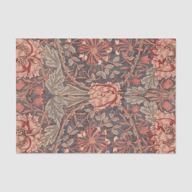 Honeysuckle, Blumenmuster von William Morris Seidenpapier (Vorderseite)