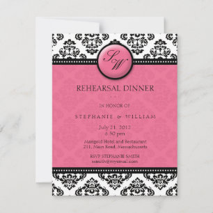 Honeysuckle Damask Monogram Probe Dinner Card Einladung