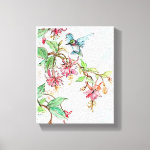 Honeysuckle Hummingbird Stretched Canvas Print Leinwanddruck